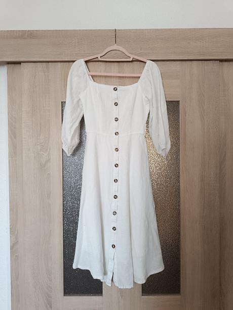 Dámske midi biele šaty, s