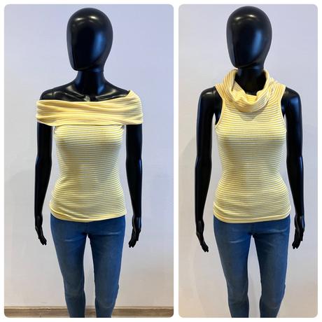 Žlto-biely pásikavý top s rolákom slovenka (m), slovenka,m