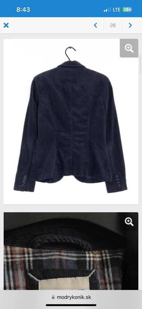 Esprit manchestrove sako tmavomodre krasne sedi, esprit,38