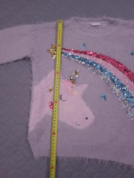 Chlpaty f&f pulover s jednorozcom a flitrami, f&f,140