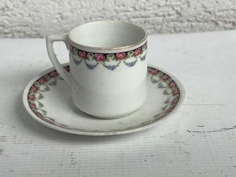 Starozitna vintage mocca salka hrncek ruze ruza ru, 