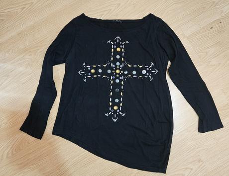 Sisley asymetrické tričko s kamienkami l, sisley,l