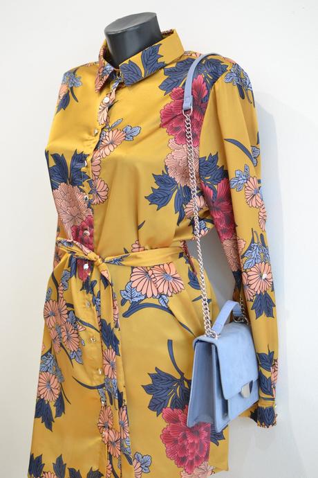 Okrové kvetinové šaty xl/42, 42