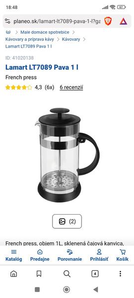 Použitie zariadenia na prípravu kávy french presso