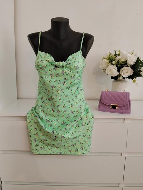 Saténové mini šaty zara  kvetinový vzor, zara,38 / m