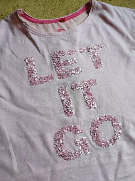 Tričko 140cm s trblietavym nápisom let it go, 140