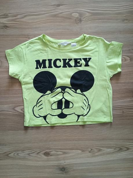 Crop top tricko mickey, hm, 134/140, h&m,134