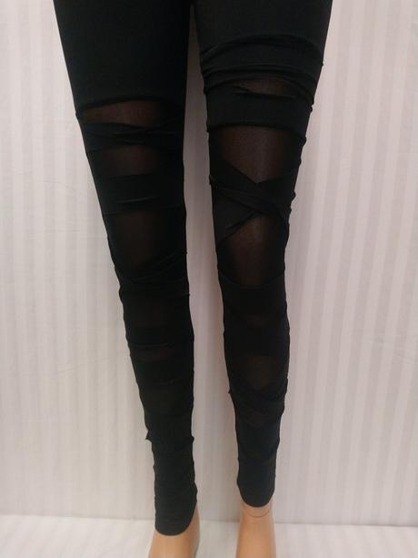 Dámske elastické čierne legíny so sieťovaním, xs, xs