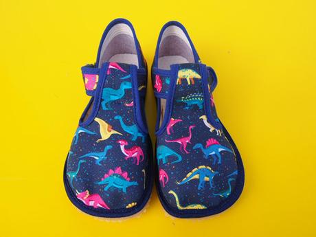 Detské barefoot papučky beda colorful dinos, beda,22 - 35