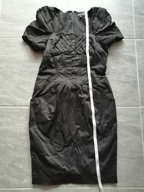 Čierne členité šaty warehouse v40 s kosticami, warehouse,40