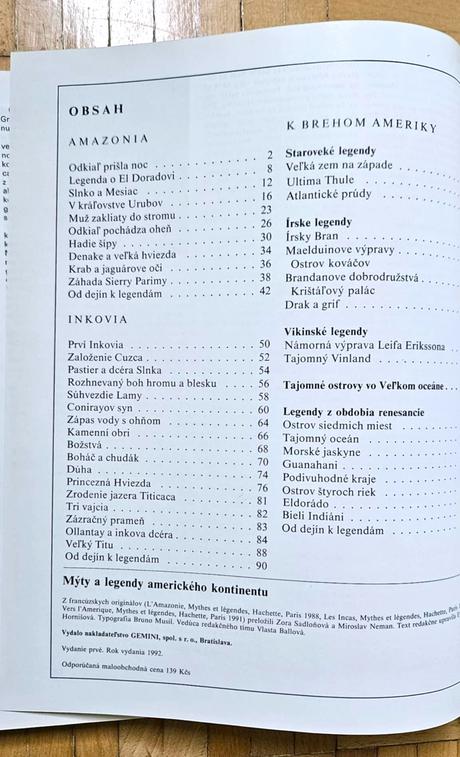 Kniha 'mýty a legendy amerického kontinentu',