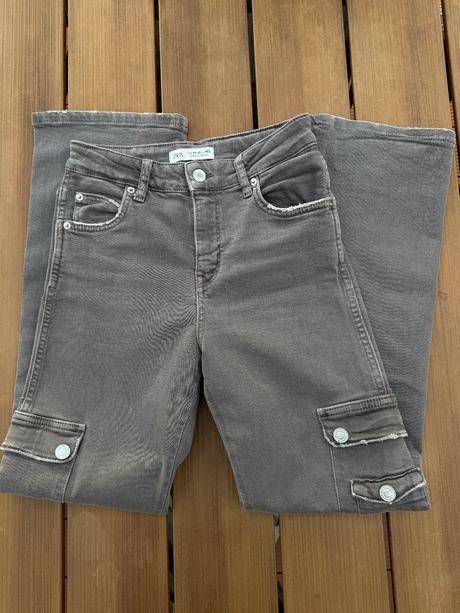 Vojenské džinsy zara sivé, zara,152