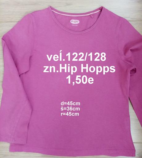 Tričko dlhý rukáv, veĺ.122/128, zn. hiphopp, 122