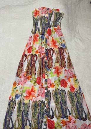 Letné dlhé šaty s rozparkom zn. magenta, m