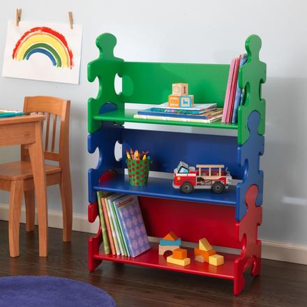Kidkraft drevená polica puzzle primary, 