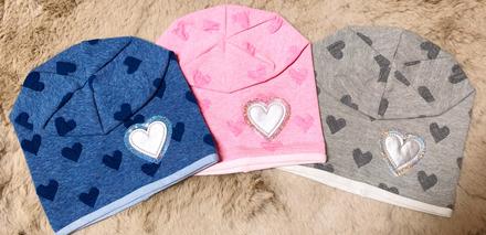 Detská bavlnená čiapka srdiečko padavý štýl, 92 - 158