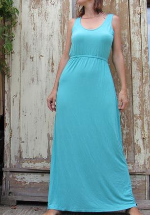 Bledotyrkysové maxi šaty, s