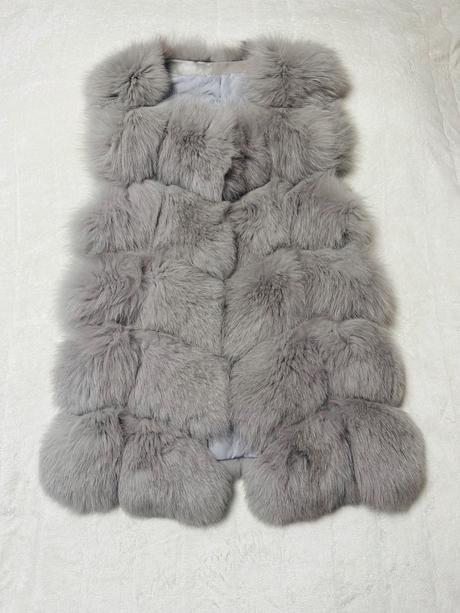 Sivá kožušinová vesta z pravej líšky, l / m