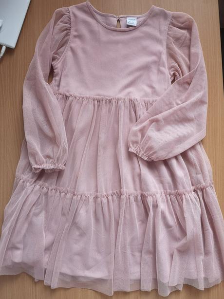 Ružové tylové šaty s trblietkami, lindex,122