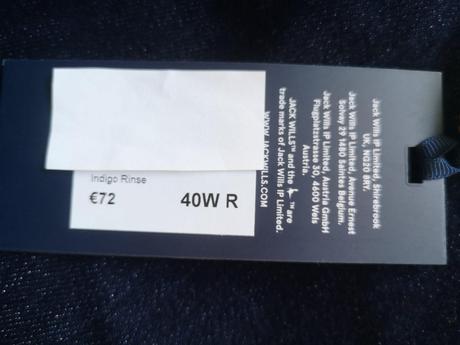 Jack wills pánske rifle veľkost 40w 32l, xxxl