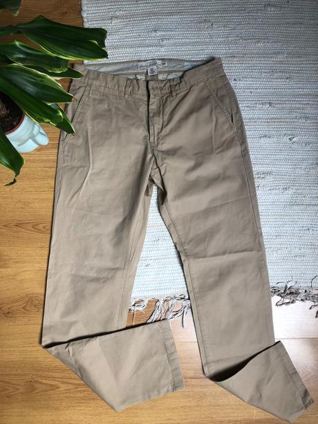 Hnedé elegantné nohavice pánske slim, h&m,30