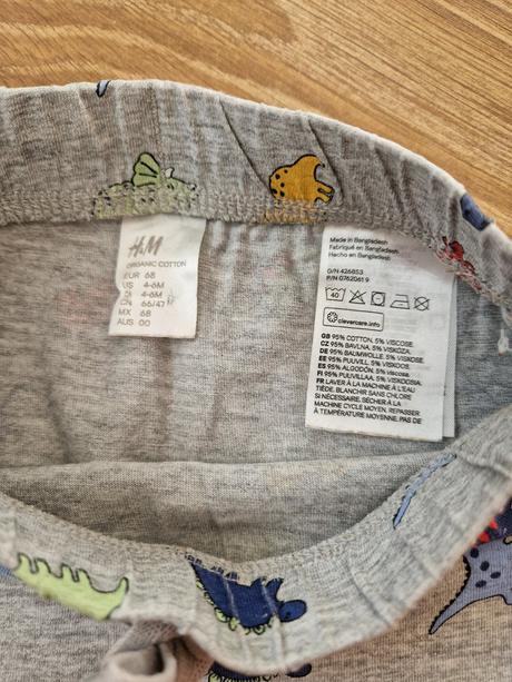 H&m bavlnené tepláky s dinosaurami veľ.68, h&m,68
