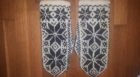 Pletené rukavice s nórsky vzorom, l