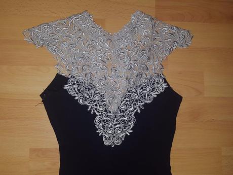 Cierne uzke saty s cipkou, 36