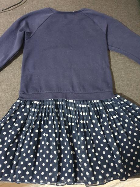 Mikinové šaty s bodkovanou sukňou, h&m,122