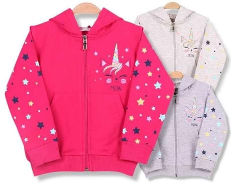 Detská mikina s jednorožcom na zips s kapucňou, 86 - 128