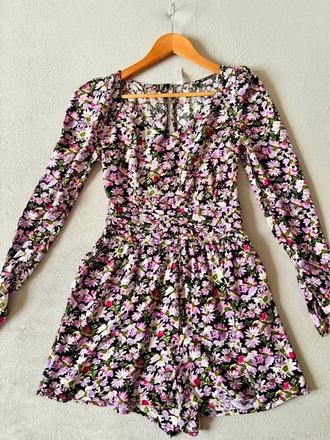 Kvetovaný overal s dlhým rukávom, amisu,xs