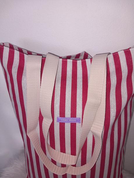 Látková taška červené prúžky, 