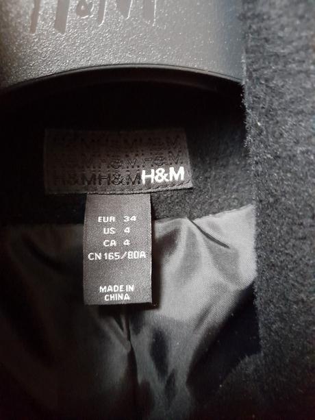 Flaušový vlnený športovo elegantný kabát nadčasový, h&m,xs