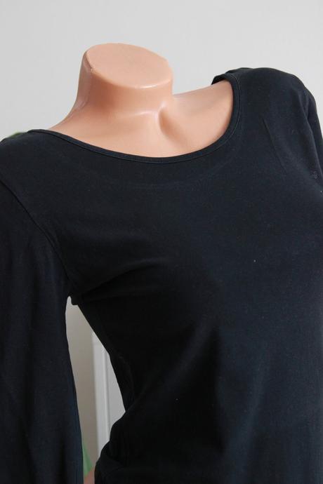 Čierne bavlnené body tričko, s/m, s