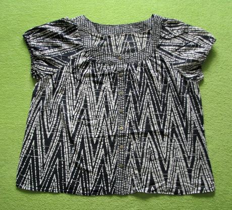 Tmavomodrá vzorovaná bavlnená blúzka, xl