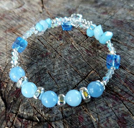 Náramok z akvamarínu pre ryby, vodnárov, váhy, 