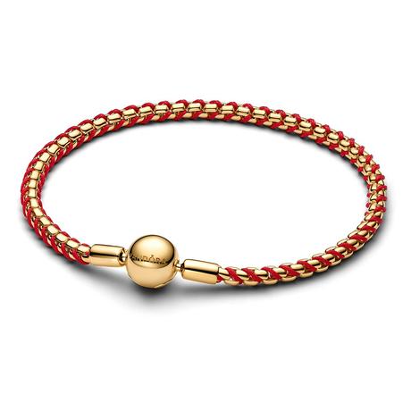 Pandora pozlátený náramok moments red/gold, pandora