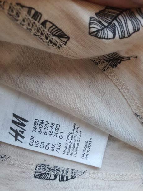 Dzerzejova ciapocka s pierkami 74-80, h&m,74