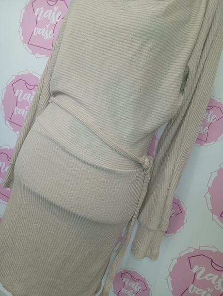 Svetríkove šaty s viazaním, m