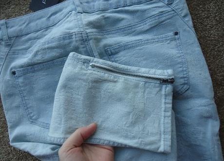 Belasé skinny s vytkávanými kvetmi, promod,s