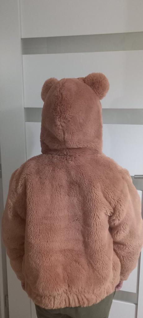 Ružová huňatá bundička 134, h&m,134