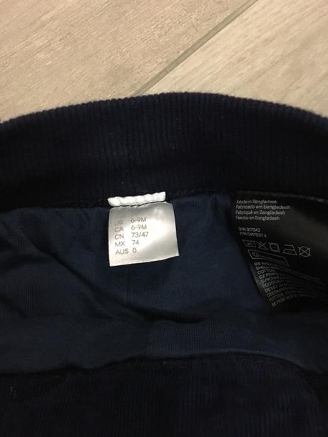 Tmavomodré menčestráčiky, h&m,74