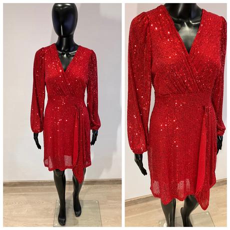 Flitrované elegantné šaty červené, l / m / s