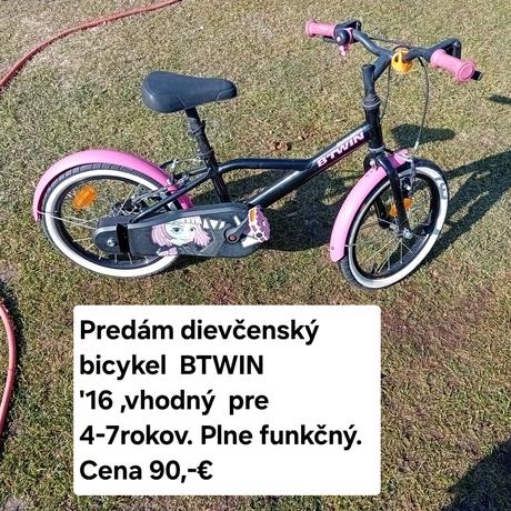 Predám dievčenský bicykel btwin, bmx,16