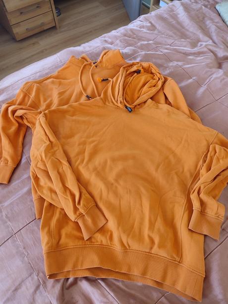 2 oranžové mikiny, h&m,xs