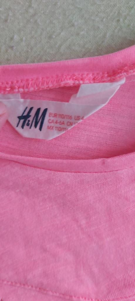 Tričko neónovo-ružové so strapcami h&m 110/116, h&m,110