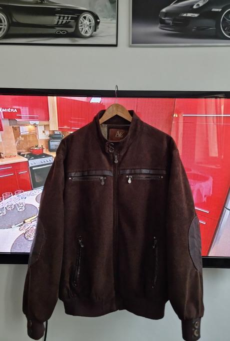 Hnedá kožená semišová pánska bunda č.xl, xl