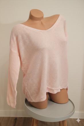 Ružový oversize pletený sveter, m/l, m