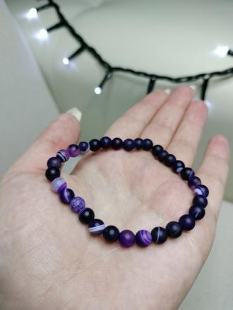 Handmade náramok z achát fialový matný, 