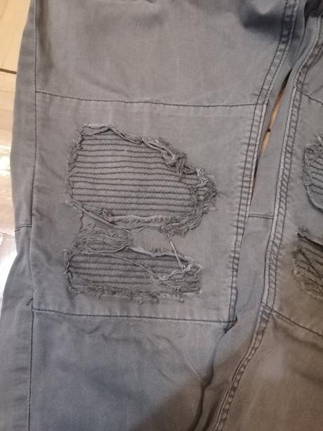 Khaki potrhané rifle na gumičku fsbn, fishbone,xl